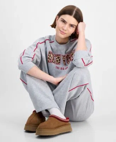 Rebellious One Juniors Big Apple Crewneck Sweatshirt Piped Sweatpants In Gray