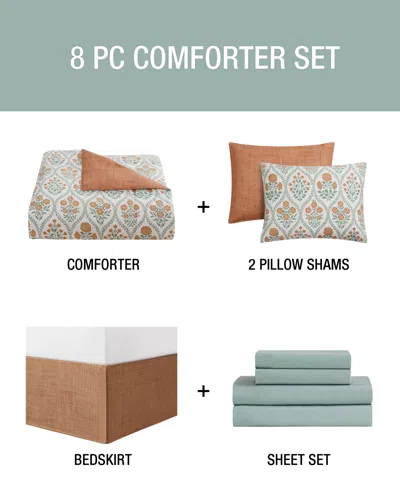 Mytex Hazel 8-piece Reversible Comforter Sets In Brown