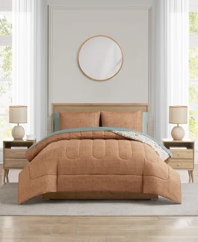 Mytex Hazel 8-piece Reversible Comforter Sets In Brown