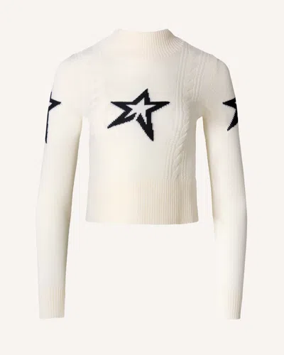 Perfect Moment Cable Under Layer Sweater Snow White In Animal Print