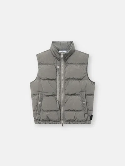 Stone Island Down Vest With Anti-drop And Dual Zip Pockts In Gray
