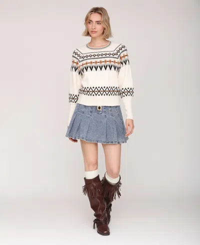 Avec Les Filles Pullover Sweater In White