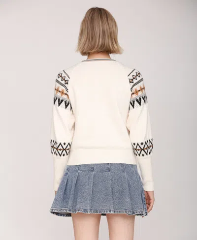 Avec Les Filles Pullover Sweater In White