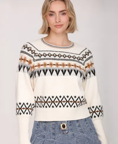 Avec Les Filles Pullover Sweater In White