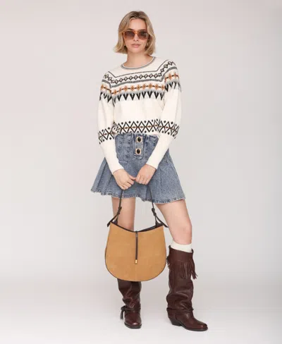 Avec Les Filles Pullover Sweater In White