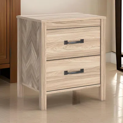Hivvago Bette Nightstand, 2 Drawers, Light Oak Brown Wood Finish, 24 Inch In Neutral