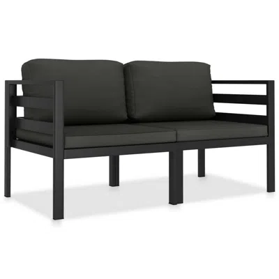 Hivvago Shina 2pc Modular Outdoor Sofa Set, Black Aluminum, Polyester Fabric In Black