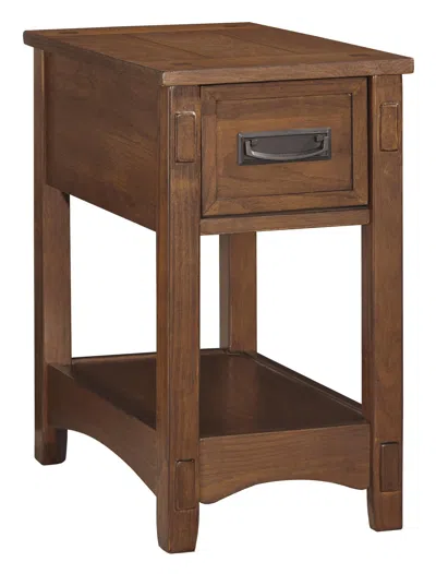 Hivvago 1 Drawer Chair Side End Table With Open Bottom Shelf, Brown