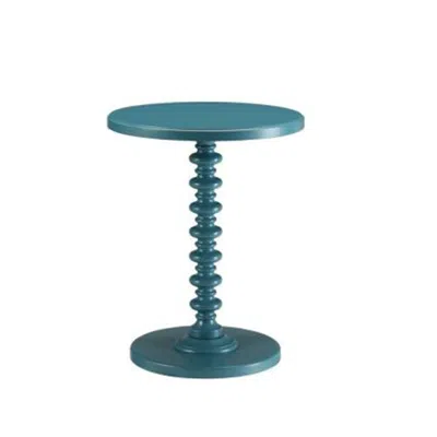 Hivvago Astonishing Side Table With Round Top, Teal Blue