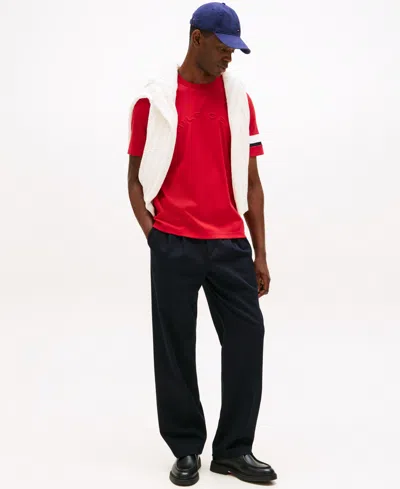 Tommy Hilfiger Signature Stripe Sleeve T In Red