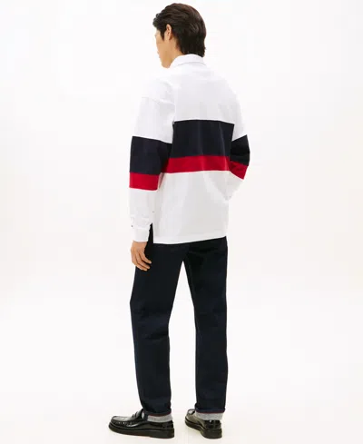 Tommy Hilfiger Relaxed Crest Logo Chest Stripe Rugby In White