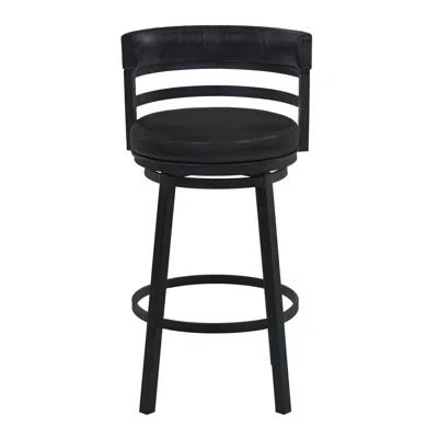 Hivvago Eva 26 Inch Swivel Counter Stool Chair, Vegan Leather, Curved Back, Black