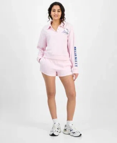Grayson Threads, The Label Grayson Threads The Label Juniors Collared Hello Kitty Sweatshirt Pull On Shorts In Pink