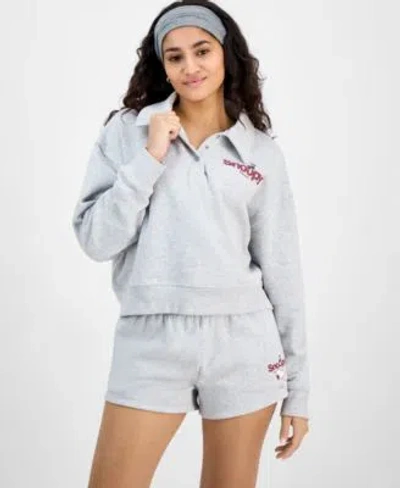 Grayson Threads, The Label Grayson Threads The Label Juniors Collared Snoopy Sweatshirt Pull On Shorts In Blue