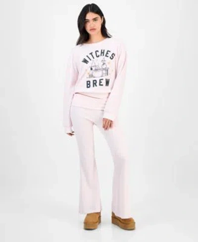 Grayson Threads, The Label Grayson Threads The Label Juniors Witchy Snoopy Sweatshirt Fold Over Pants In Pink