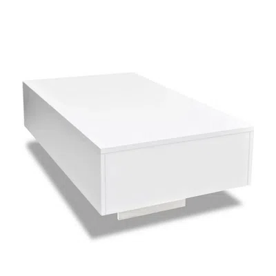 Hivvago Coffee Table, High Gloss White, 33 Inch Rectangular Modern Platform