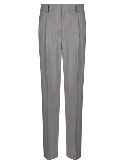 Victoria Beckham Straight-leg Trousers With Tailored Silhouette And Subtle Sheen In Gray