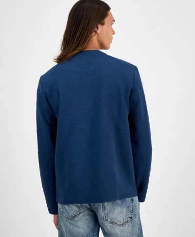 Guess Men's Quattro G Logo Crewneck Sweater In Blue