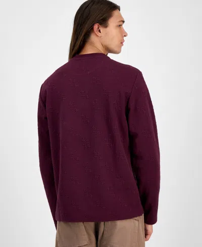 Guess Men's Quattro G Logo Crewneck Sweater In Burgundy