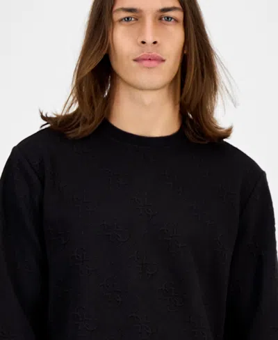 Guess Men's Quattro G Logo Crewneck Sweater In Black