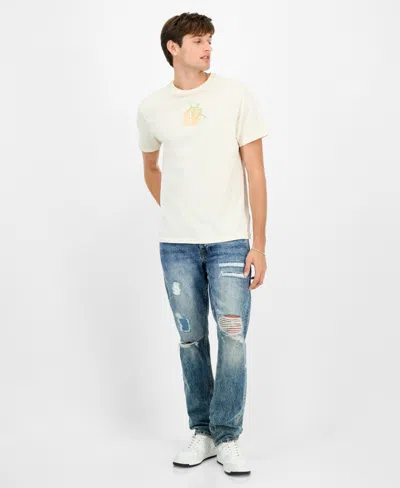 Guess Men's Short Sleeve Crewneck Art Print T-shirt In Neutral