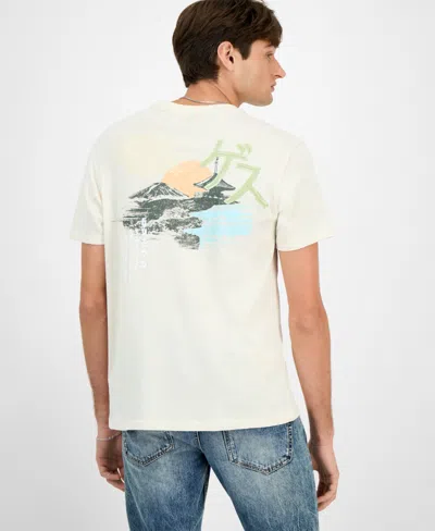 Guess Men's Short Sleeve Crewneck Art Print T-shirt In Neutral