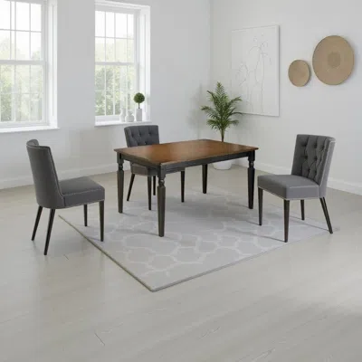 Hivvago Vilo Dining Table, 60 Inch Brown Rectangular Wood, Black Turned Legs