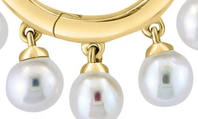 Effy 14k Yellow Gold 3mm Freshwater Pearl Charm Huggie Hoop Earrings In Gold