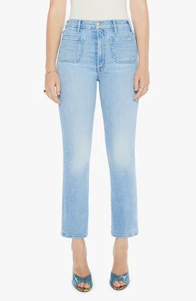 Mother The Hustler Patch Pocket Ankle Bootcut Jeans In Blue