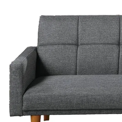 Hivvago Fabric Adjustable Sofa With Square Tufted Back, Light Gray
