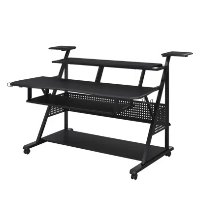 Hivvago Gia 67 Inch Music Desk Studio Workstation, Keyboard Tray, Shelves, Black