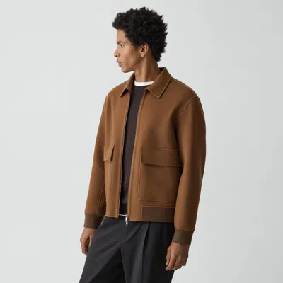 Theory Sean Jacket In Double-face Wool-cashmere In Brown