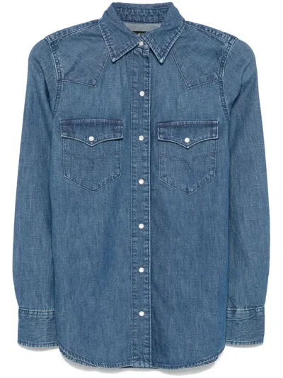 Ralph Lauren Long Sleeve Button Front Shirt In Blue