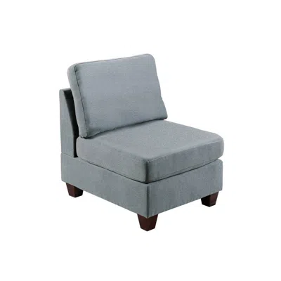 Hivvago Remy 32 Inch Modular Armless Sofa Chair, Soft Gray Chenille, Solid Wood