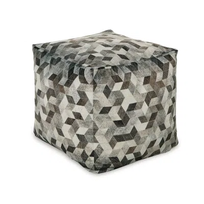 Hivvago Ottoman Pouf, 18 Inch, Square, Brown And Gray Polyester Modern Style Design