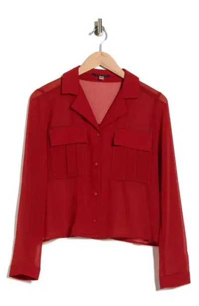 T Tahari Snake Print Long Sleeve Crop Blouse In Red