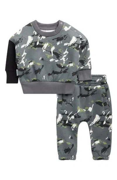 Tiny By Tiny Tribe Camouflage Pullover & Sweatpants Set In Gray