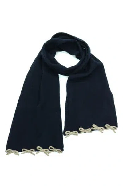 Portolano Bow Trim Scarf In Blue