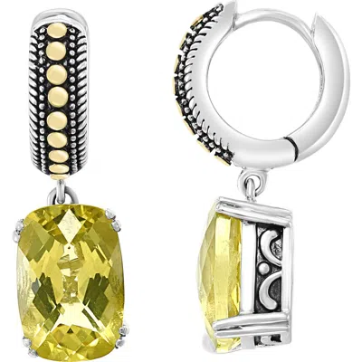 Effy Citrine Dangle Hoop Earrings In Silver