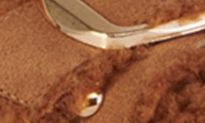 Azalea Wang Tresor High Pile Fleece Trim Slide Sandal In Brown