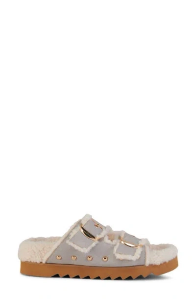 Azalea Wang Tresor High Pile Fleece Trim Slide Sandal In Multi