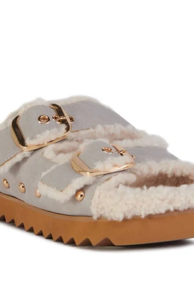 Azalea Wang Tresor High Pile Fleece Trim Slide Sandal In Multi