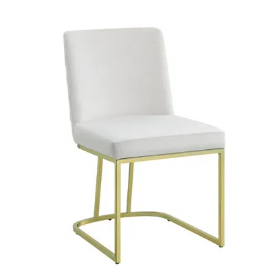 Hivvago 24 Inch Side Dining Chair Set Of 2, Soft Off White Velvet, Gold Metal Base