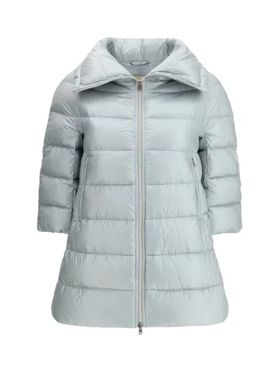 Herno Cleofe High Neck Crop-sleeved Coat In Gray