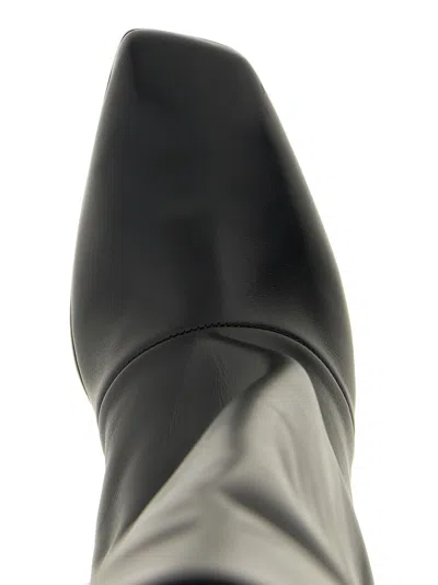 Vicini Cizin 30 Low Heels Boots In Black Leather In Black