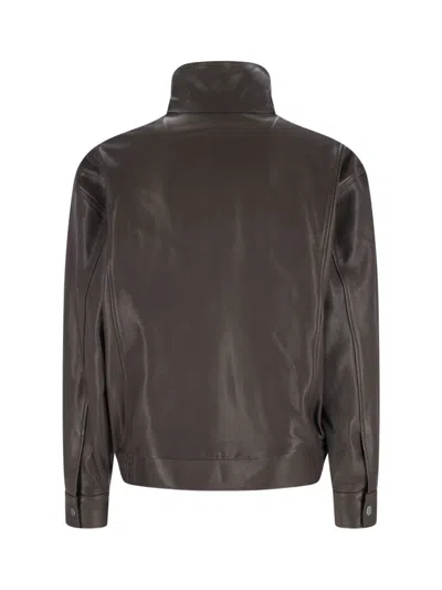 Calvin Klein Modern High Collar Long Sleeve Jacket In Brown