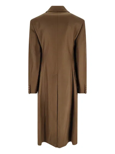 Vivienne Westwood Long Coat With Flap Pockets And Back Vent In Brown