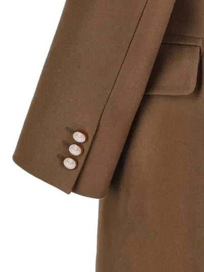 Vivienne Westwood Long Coat With Flap Pockets And Back Vent In Brown