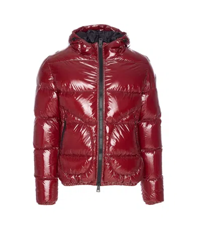 Herno Puffer-style Bordeaux Jacket With High Collar In Red