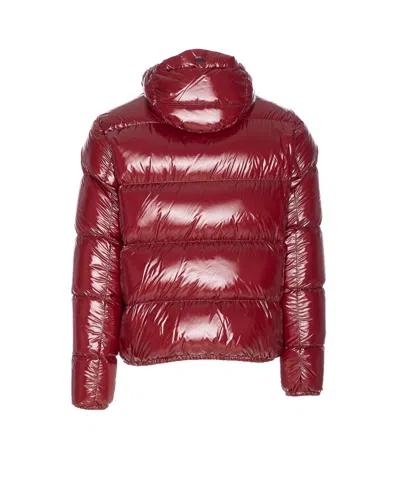 Herno Puffer-style Bordeaux Jacket With High Collar In Red